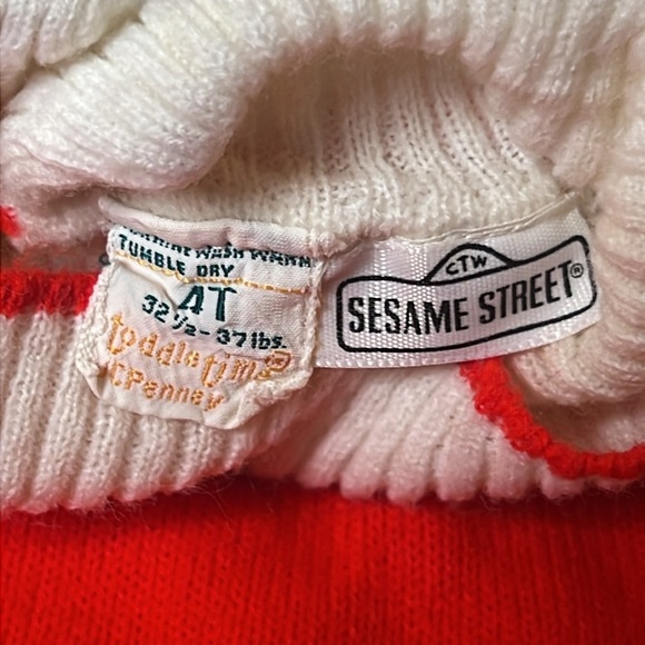 Vintage Sesame Street Toddle Time JCPenney Ribbed Knit Sweater Dress 4T 70s 80s - Picture 3 of 8